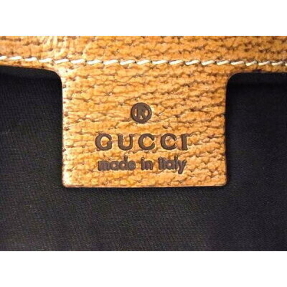 Gucci GG Brown Leather Canvas Bag Shoulder - Picture 6 of 6